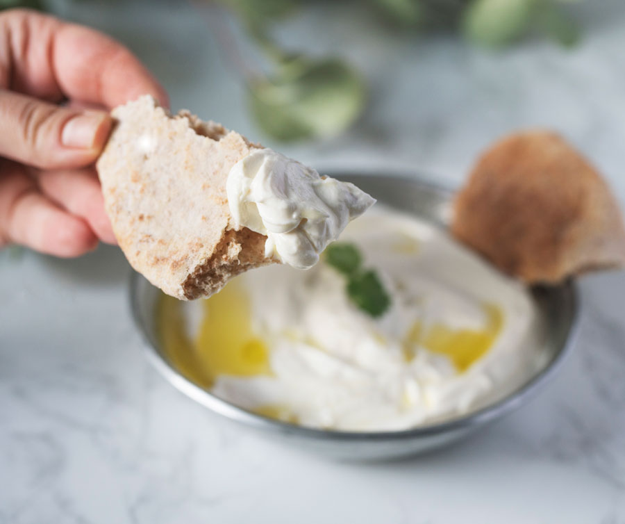 pita bread dipped in cheese